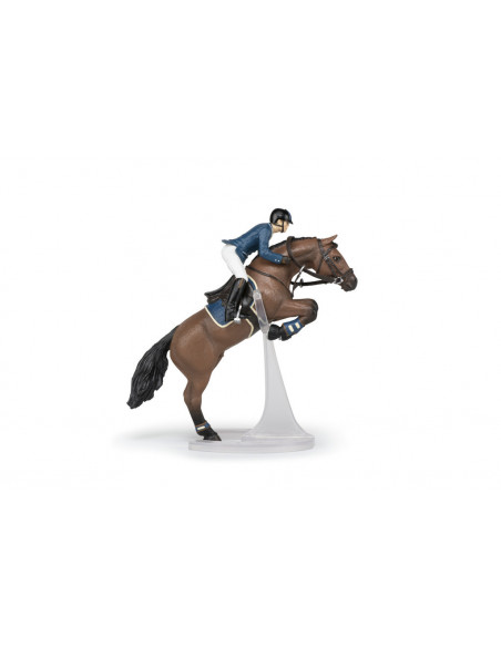 Figurine Cheval de saut d'obstacle et sa cavalière